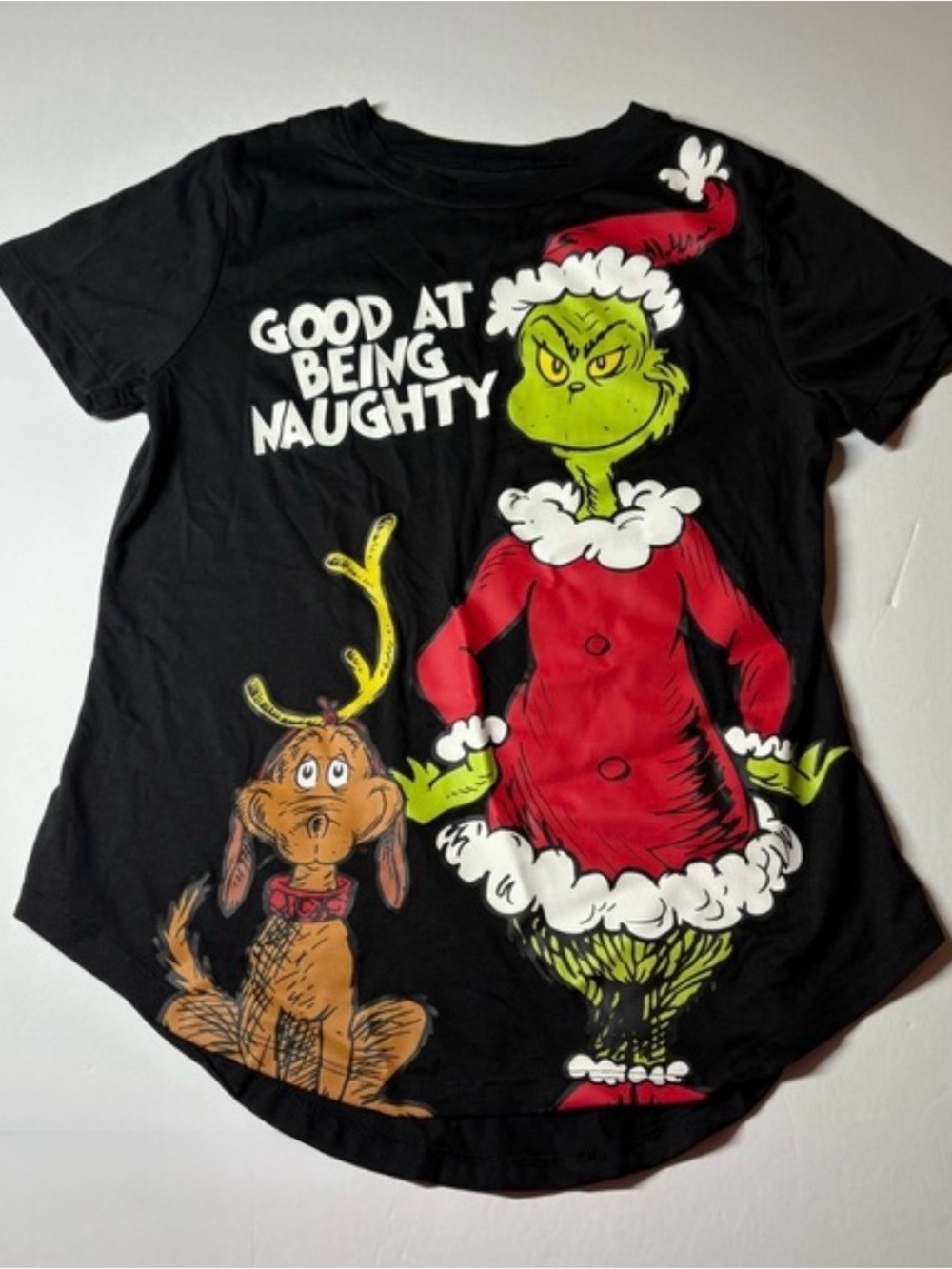 Target Black Graphic Tee with Red & Green Dr. Seuss Grinch Print